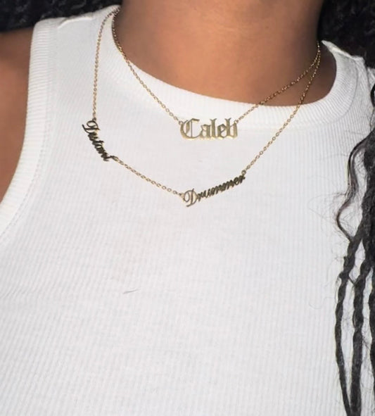 Women's Stainless Steel Old English Name Chain