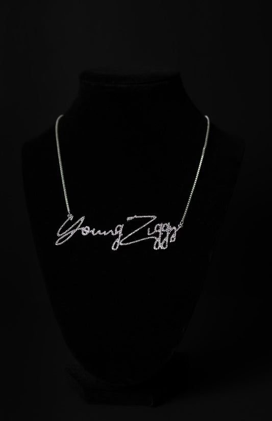 The Spin Bout You Bling Chain in Fancy Cursive - Silver